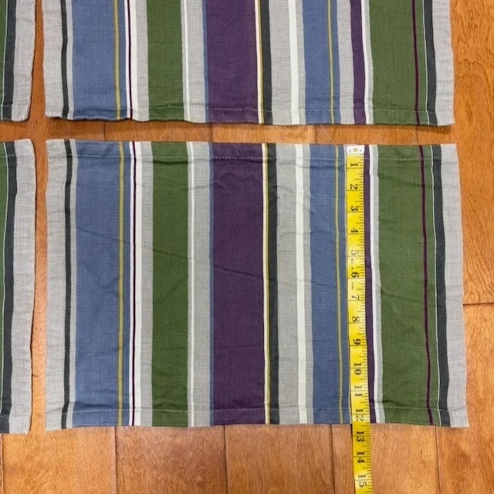 Crate & Barrel Placemats Set of 4 100% Cotton Terrance‎ Stripe Made in India